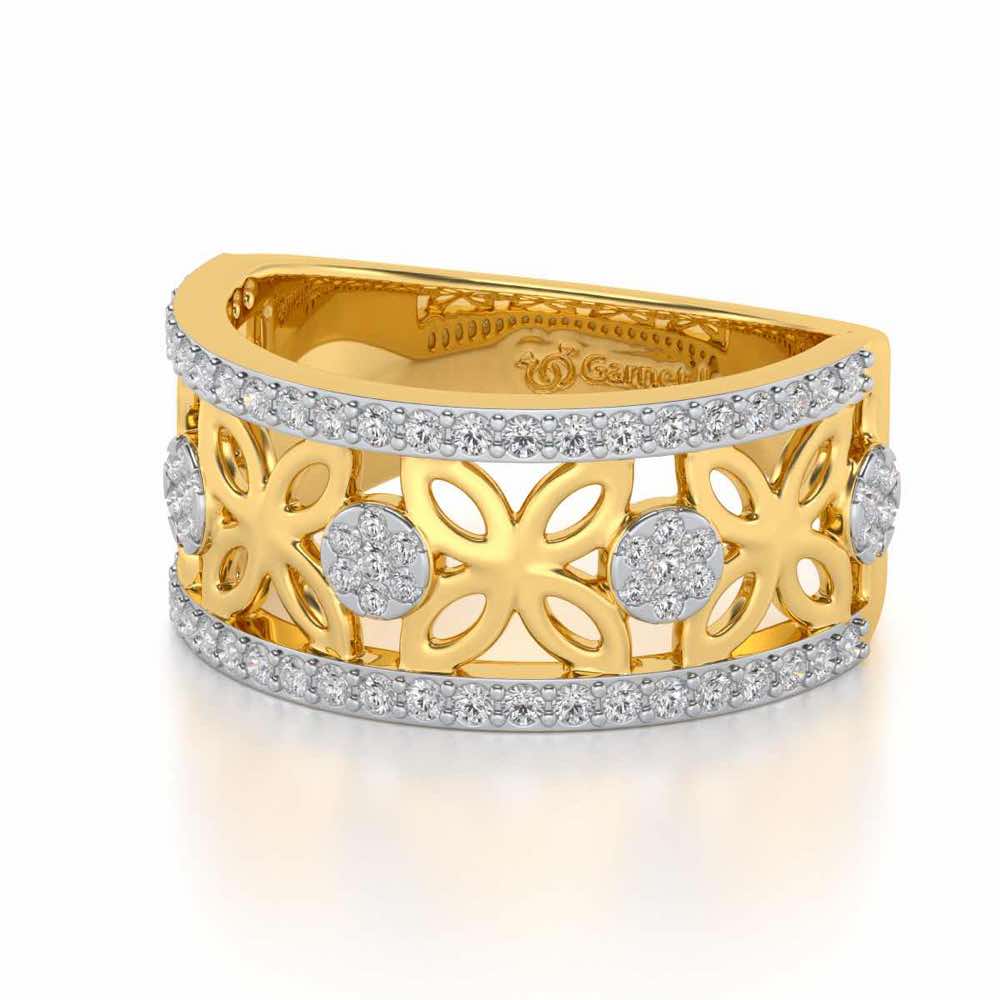 Florred Silver Band Ring - Yellow Gold - Image 2