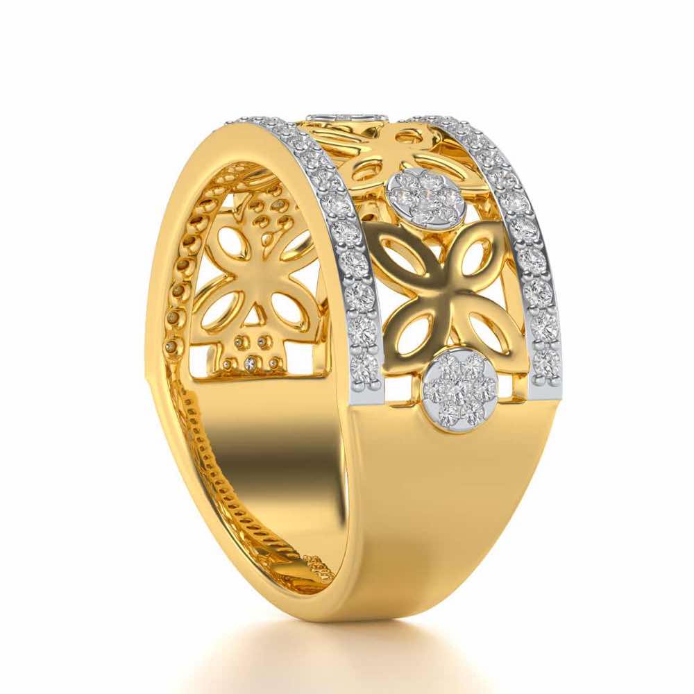 Florred Silver Band Ring - Yellow Gold - Image 3