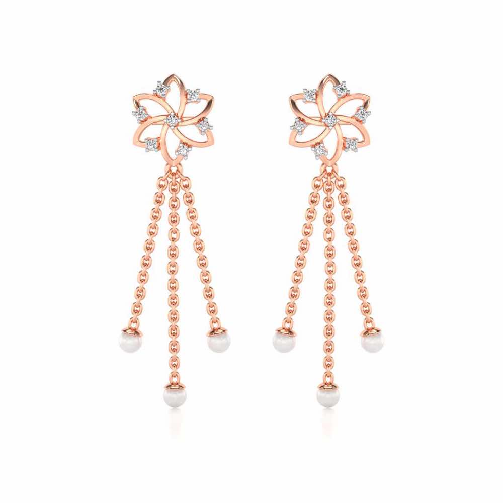 Flourish Silver Dangler Earrings - Rose Gold - Image 1