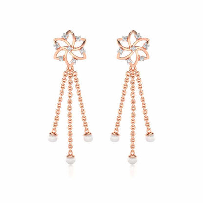 Flourish Silver Dangler Earrings - Rose Gold - Image 1