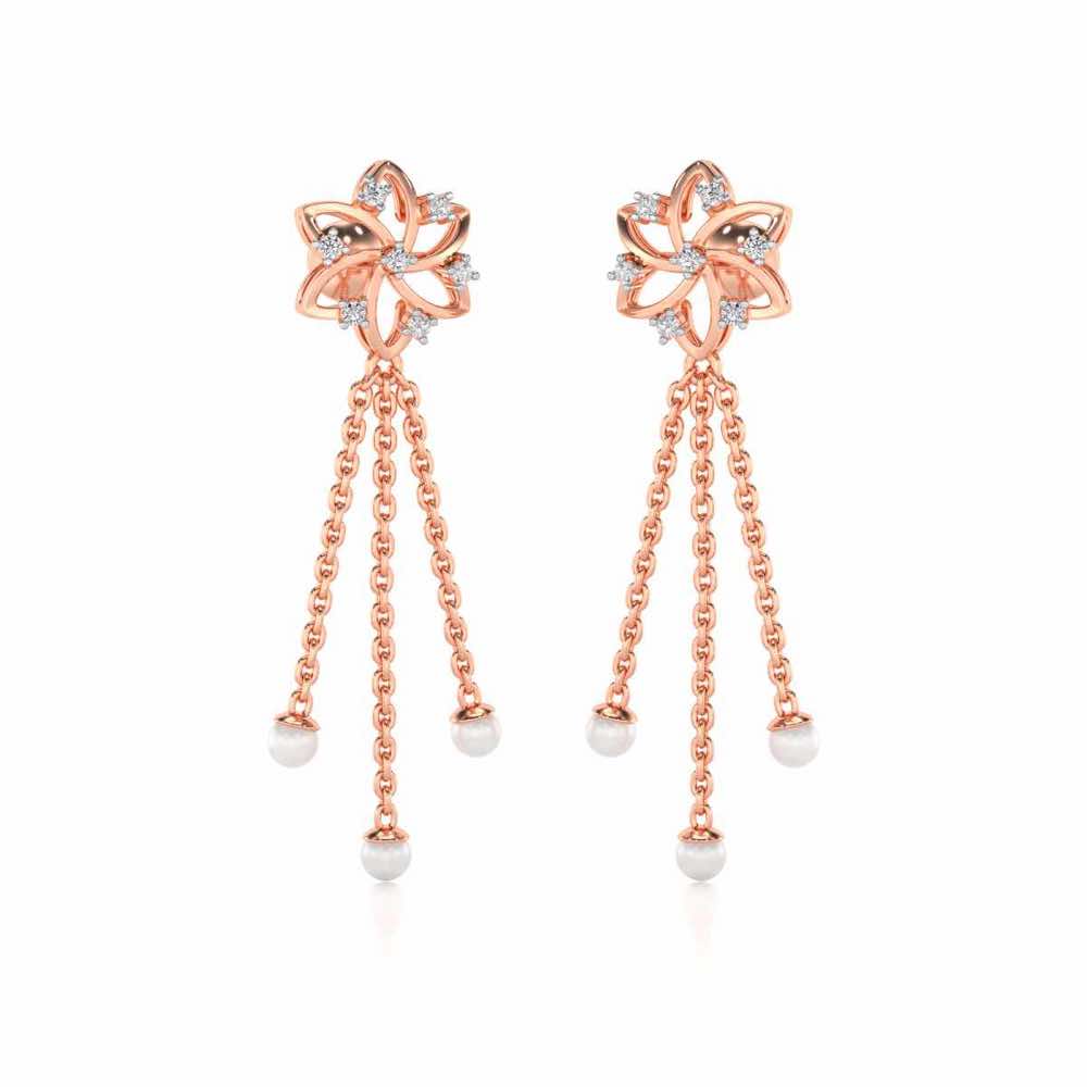 Flourish Silver Dangler Earrings - Rose Gold - Image 2