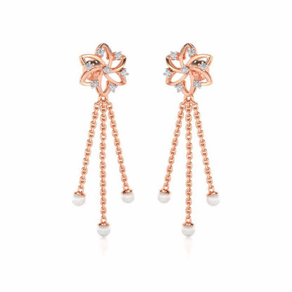 Flourish Silver Dangler Earrings - Rose Gold - Image 2
