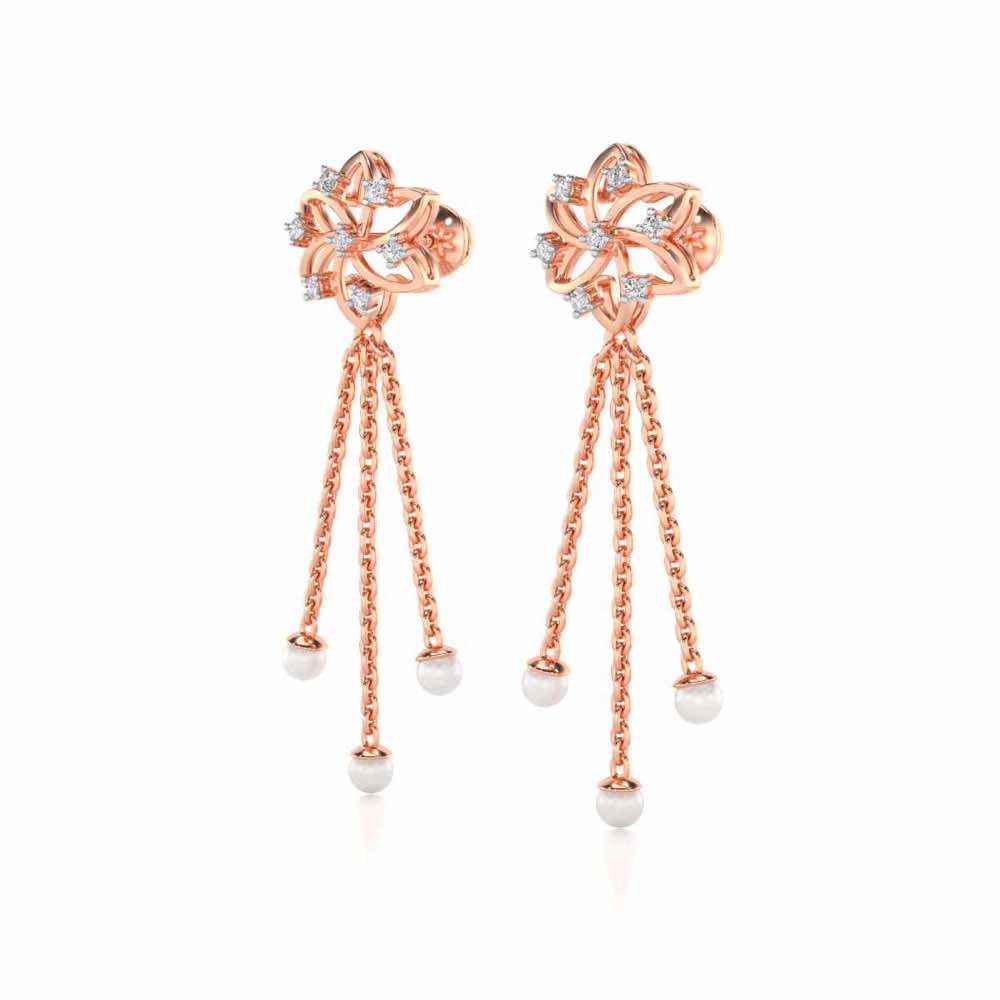 Flourish Silver Dangler Earrings - Rose Gold - Image 3