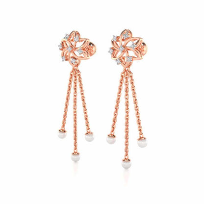 Flourish Silver Dangler Earrings - Rose Gold - Image 3