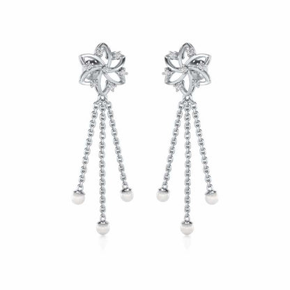 Flourish Silver Dangler Earrings - White Gold - Image 2
