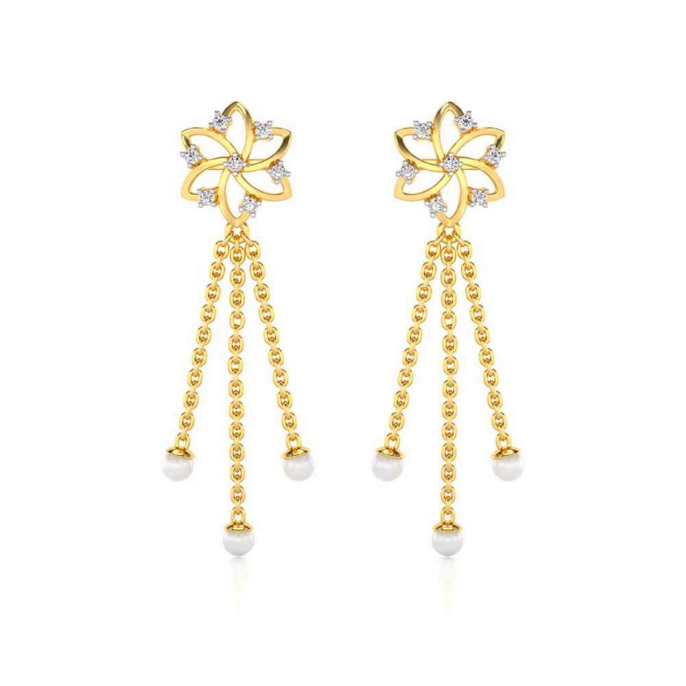 Flourish Silver Dangler Earrings - Yellow Gold - Image 1