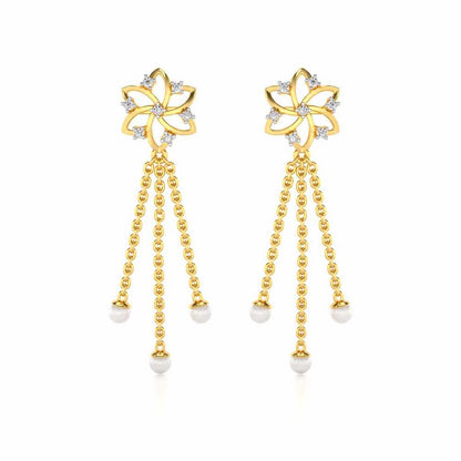 Flourish Silver Dangler Earrings - Yellow Gold - Image 1