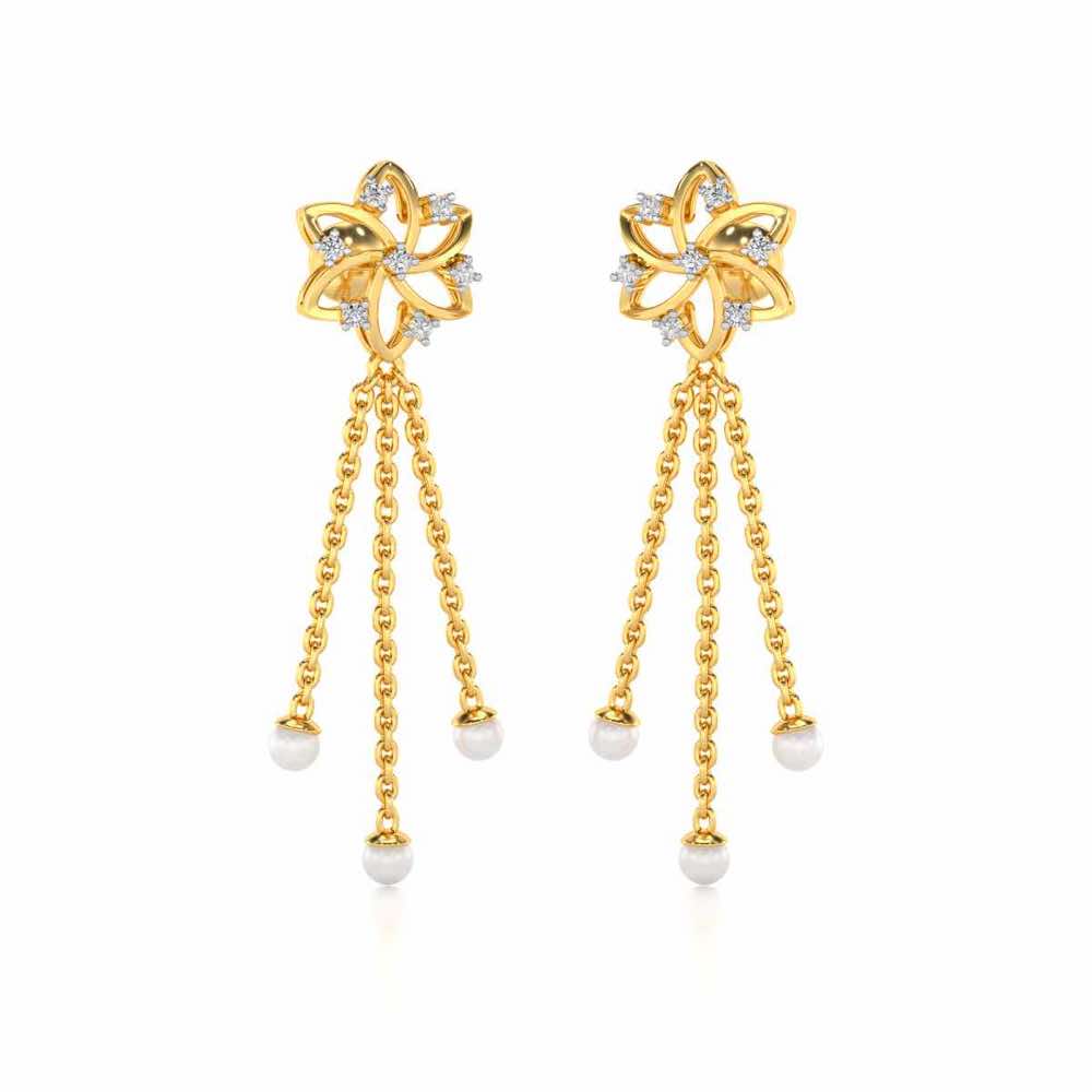 Flourish Silver Dangler Earrings - Yellow Gold - Image 2