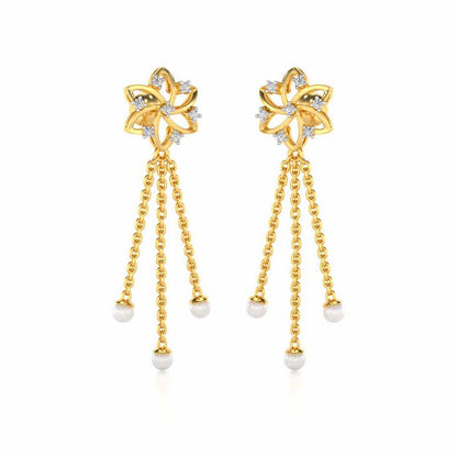 Flourish Silver Dangler Earrings - Yellow Gold - Image 2