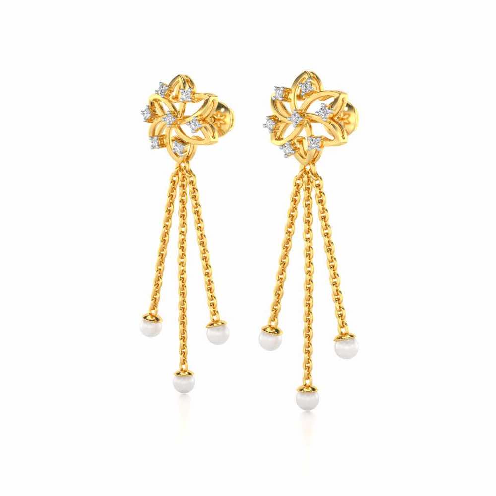 Flourish Silver Dangler Earrings - Yellow Gold - Image 3