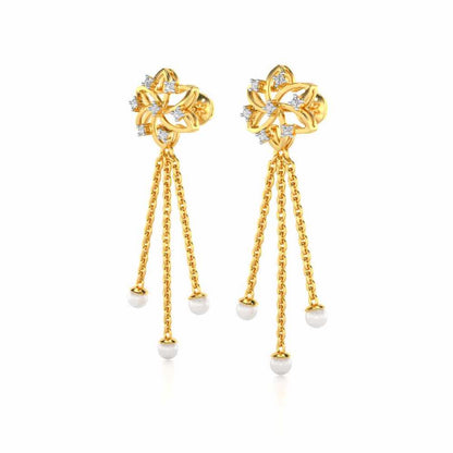 Flourish Silver Dangler Earrings - Yellow Gold - Image 3