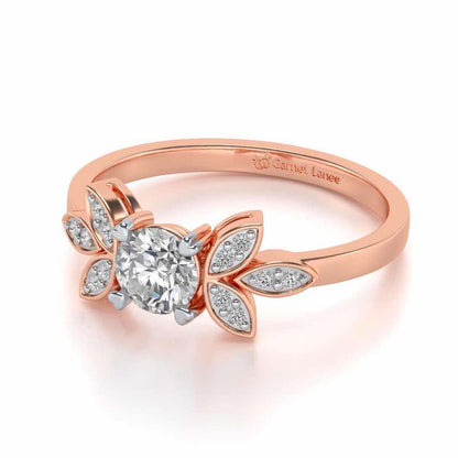 Flourish Solitaire Silver Ring - Rose Gold - Image 2