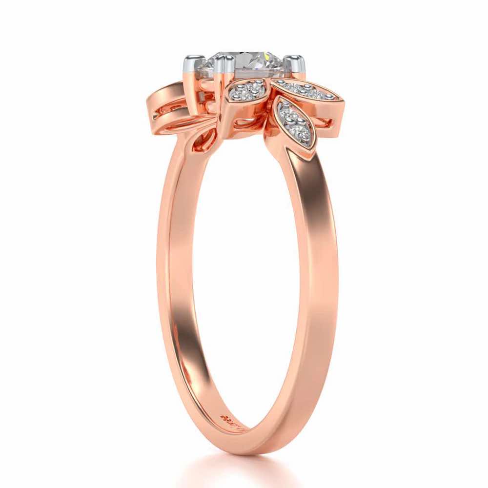 Flourish Solitaire Silver Ring - Rose Gold - Image 3