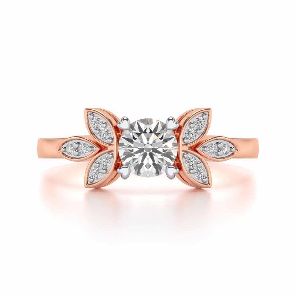 Flourish Solitaire Silver Ring - Rose Gold - Image 4