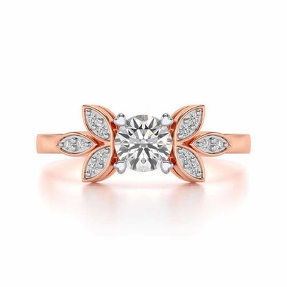 Flourish Solitaire Silver Ring - Rose Gold - Image 4