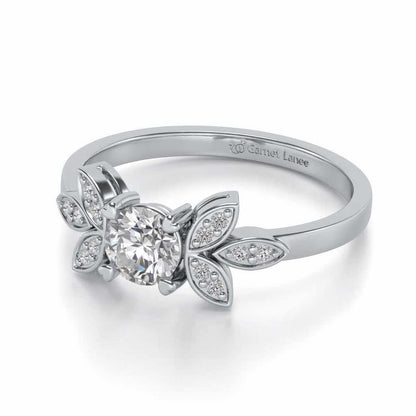 Flourish Solitaire Silver Ring - White Gold - Image 2