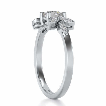 Flourish Solitaire Silver Ring - White Gold - Image 3