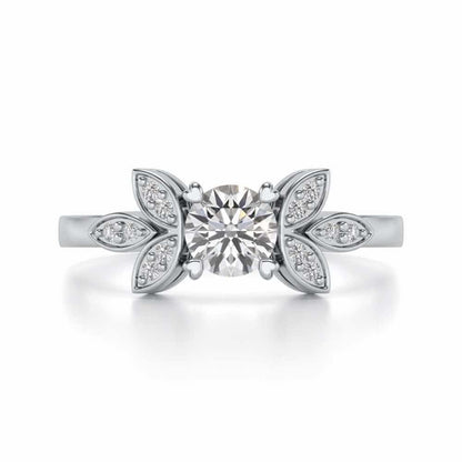 Flourish Solitaire Silver Ring - White Gold - Image 4