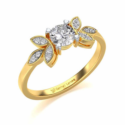 Flourish Solitaire Silver Ring - Yellow Gold - Image 1