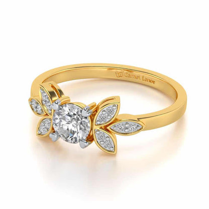 Flourish Solitaire Silver Ring - Yellow Gold - Image 2