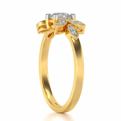 Flourish Solitaire Silver Ring - Yellow Gold - Image 3