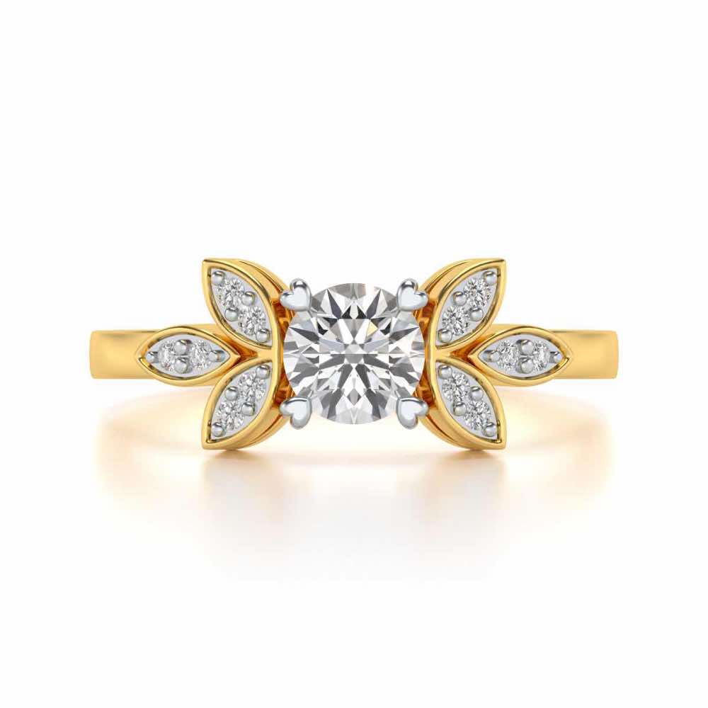 Flourish Solitaire Silver Ring - Yellow Gold - Image 4