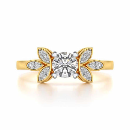 Flourish Solitaire Silver Ring - Yellow Gold - Image 4