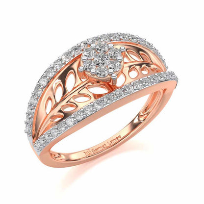 Flower Bouquet Silver Ring - Rose Gold - Image 1