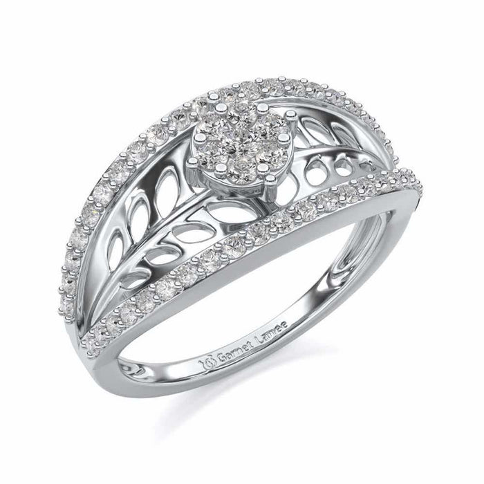 Flower Bouquet Silver Ring - White Gold - Image 1