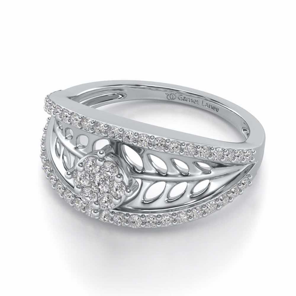 Flower Bouquet Silver Ring - White Gold - Image 2