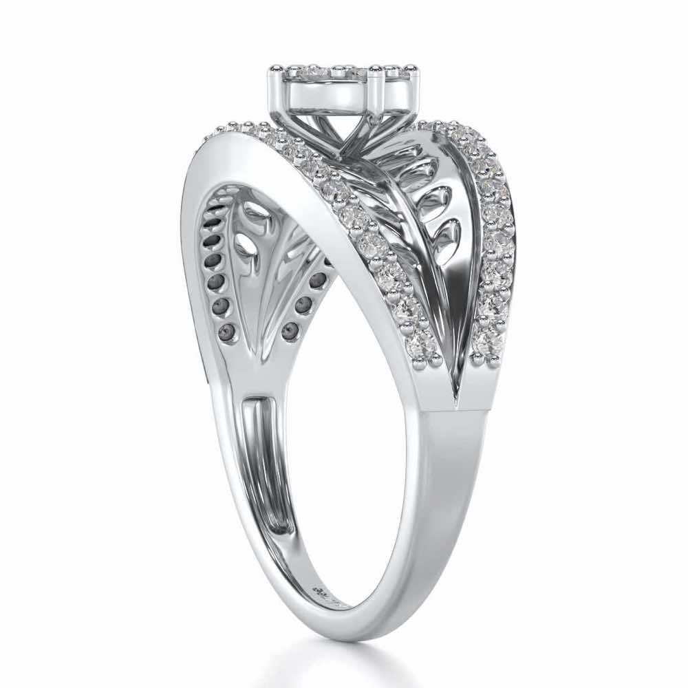 Flower Bouquet Silver Ring - White Gold - Image 3