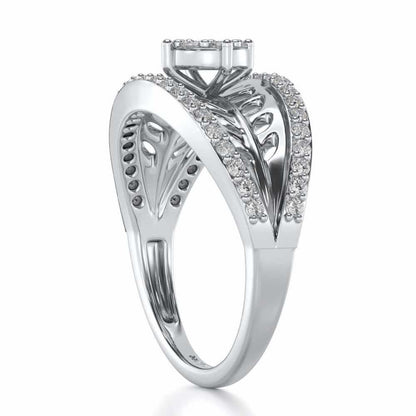 Flower Bouquet Silver Ring - White Gold - Image 3