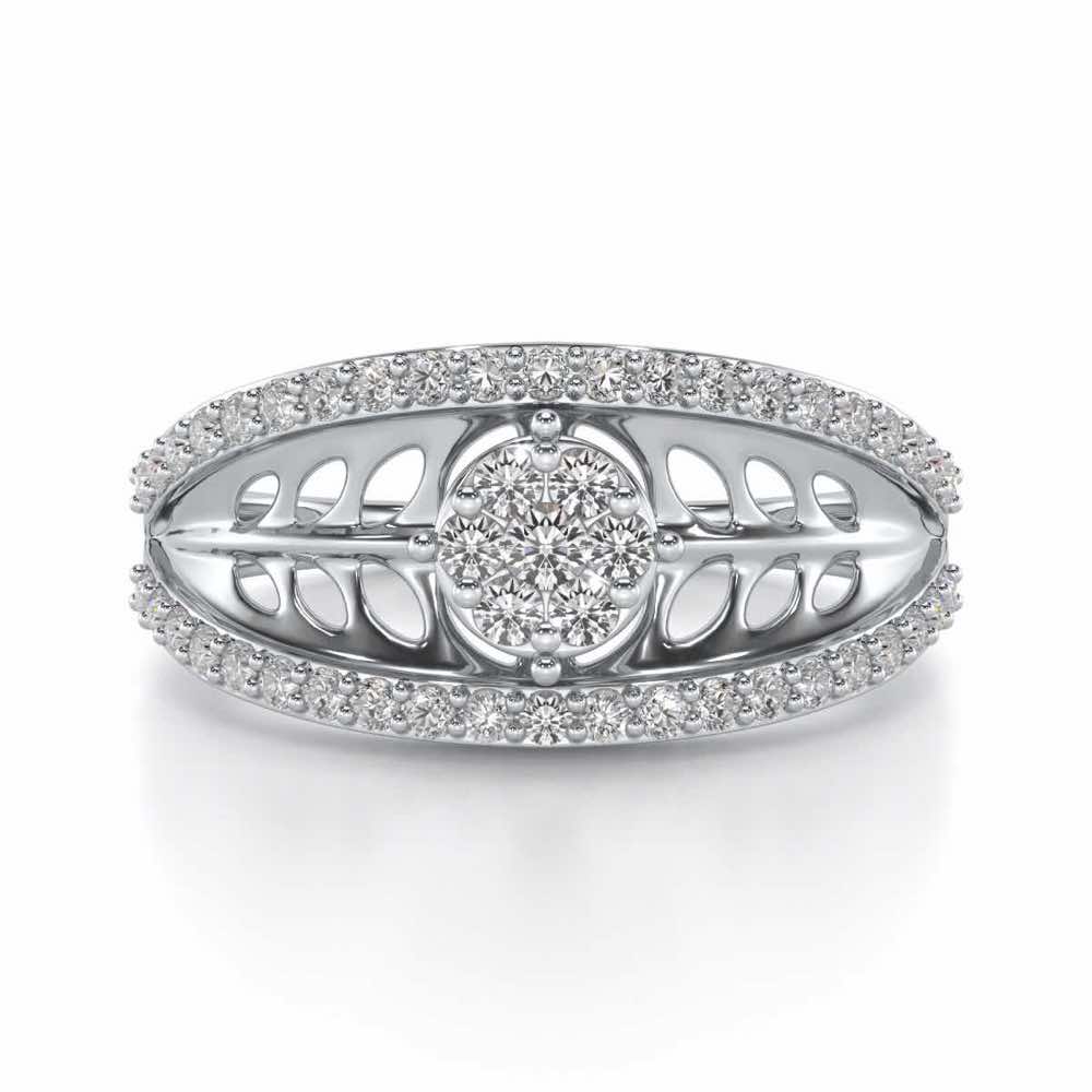 Flower Bouquet Silver Ring - White Gold - Image 4