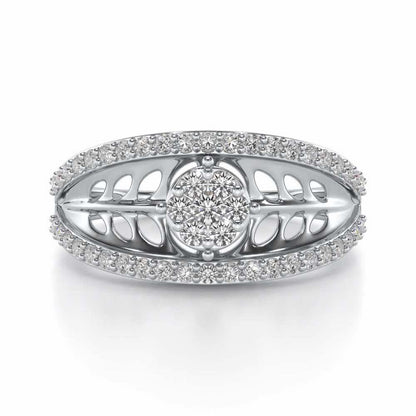 Flower Bouquet Silver Ring - White Gold - Image 4