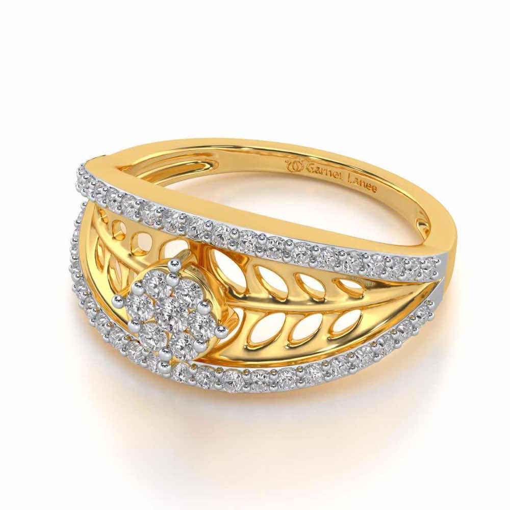 Flower Bouquet Silver Ring - Yellow Gold - Image 2