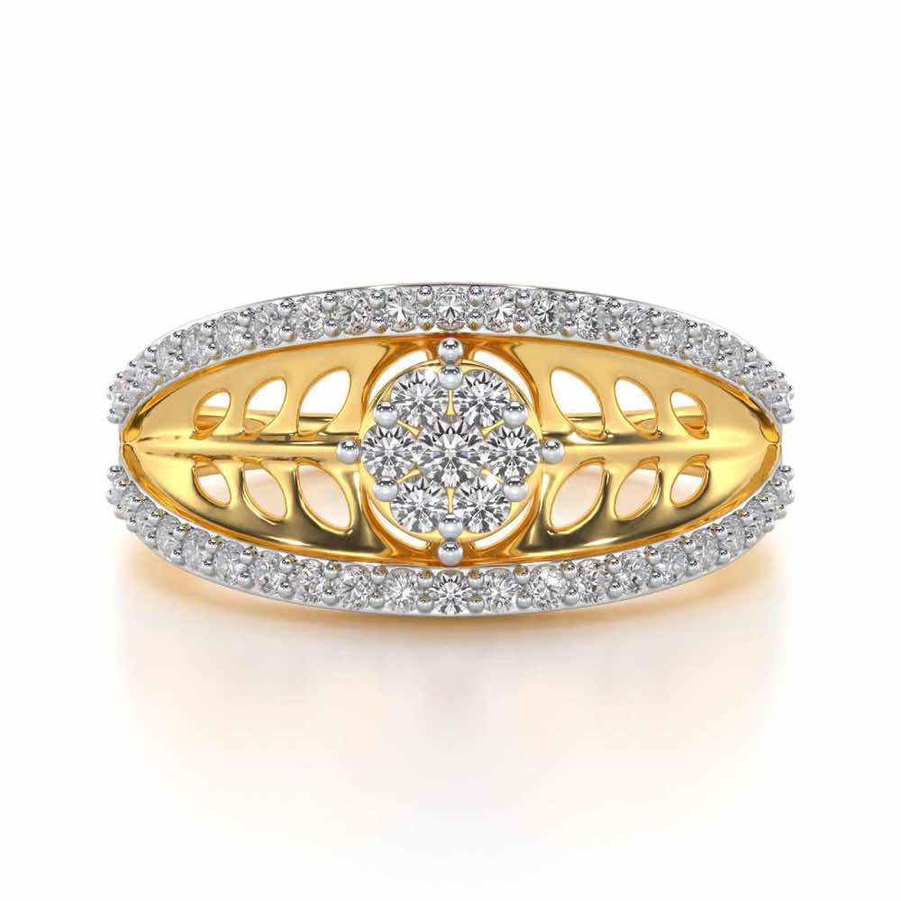 Flower Bouquet Silver Ring - Yellow Gold - Image 4