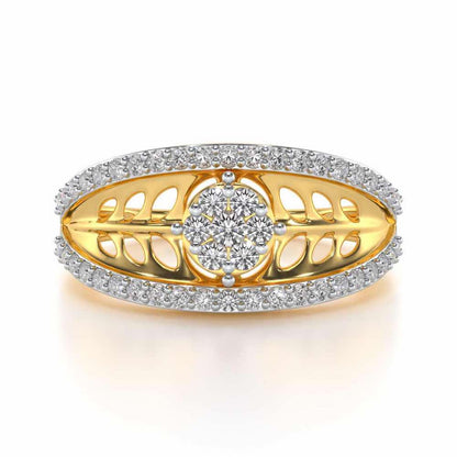 Flower Bouquet Silver Ring - Yellow Gold - Image 4