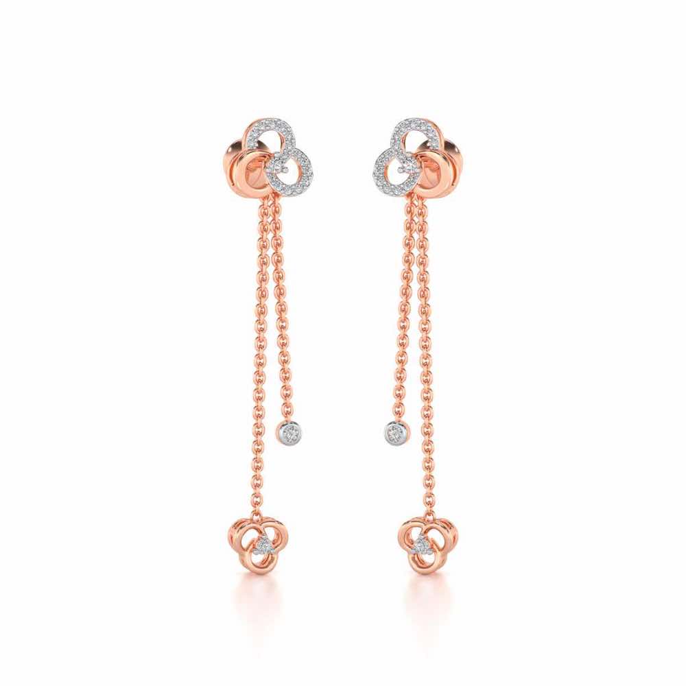 Flower Dot Silver Earrings - Rose Gold - Image 2
