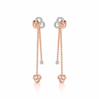 Flower Dot Silver Earrings - Rose Gold - Image 2