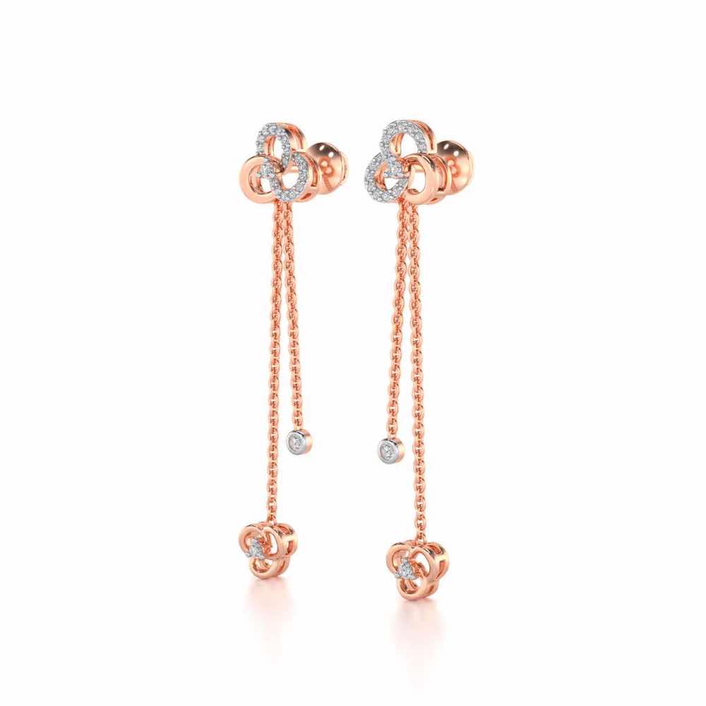 Flower Dot Silver Earrings - Rose Gold - Image 3