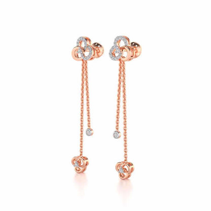 Flower Dot Silver Earrings - Rose Gold - Image 3