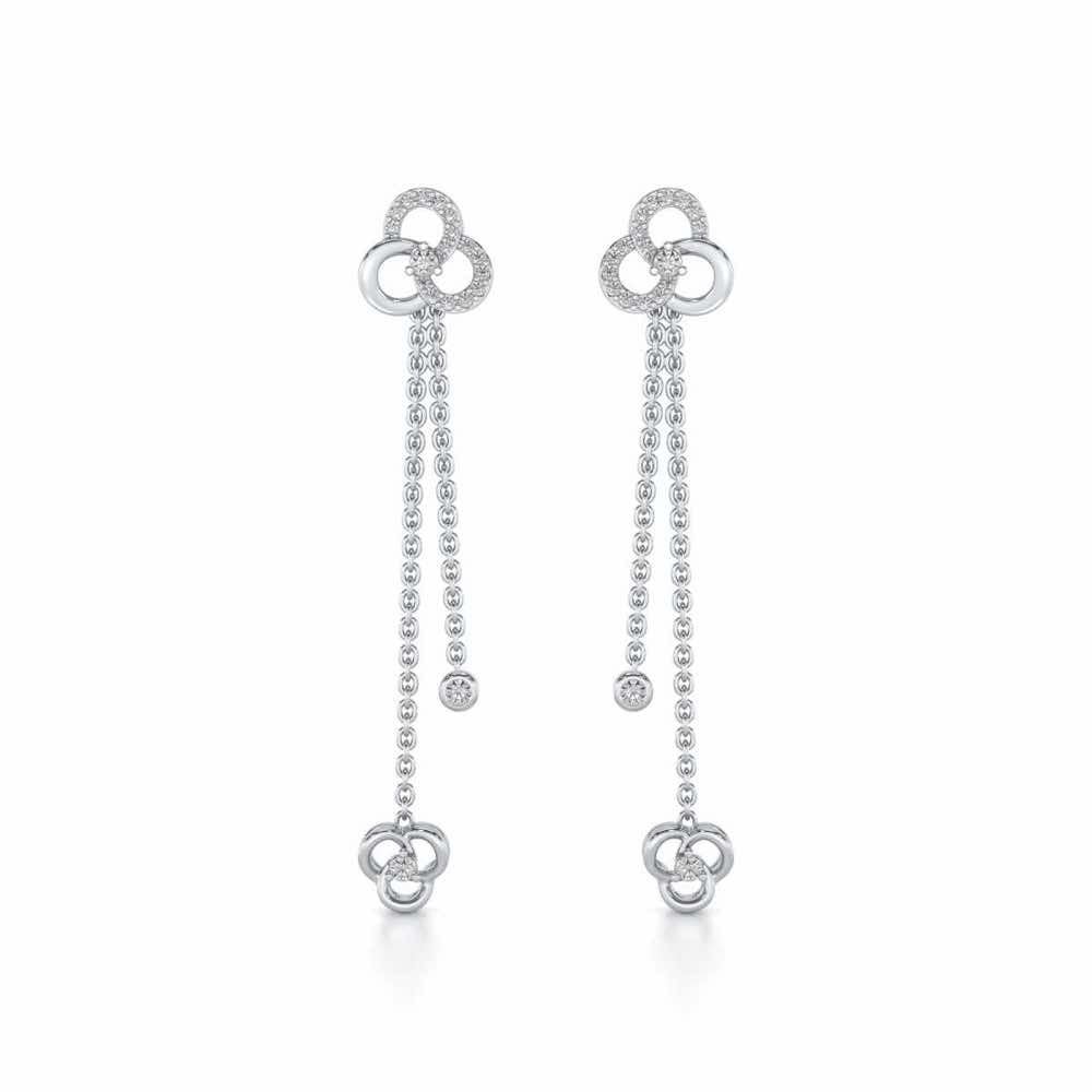 Flower Dot Silver Earrings - White Gold - Image 1