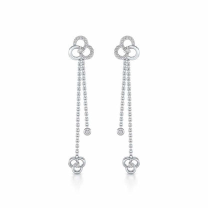 Flower Dot Silver Earrings - White Gold - Image 1