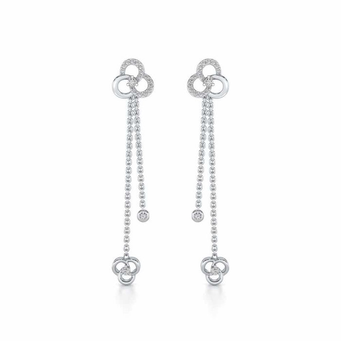 Flower Dot Silver Earrings - White Gold - Image 1