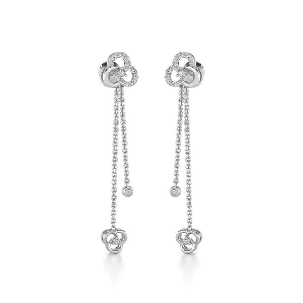 Flower Dot Silver Earrings - White Gold - Image 2