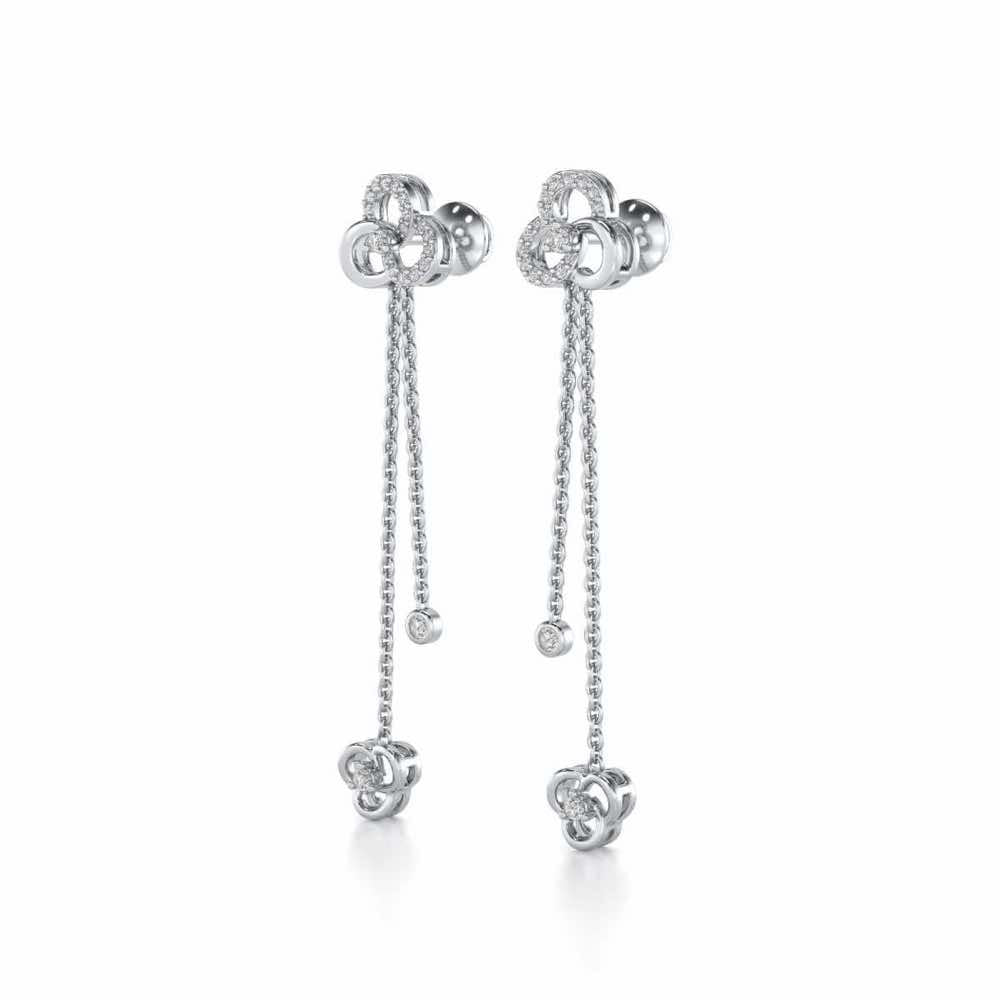 Flower Dot Silver Earrings - White Gold - Image 3