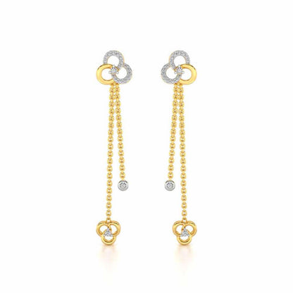 Flower Dot Silver Earrings - Yellow Gold - Image 1