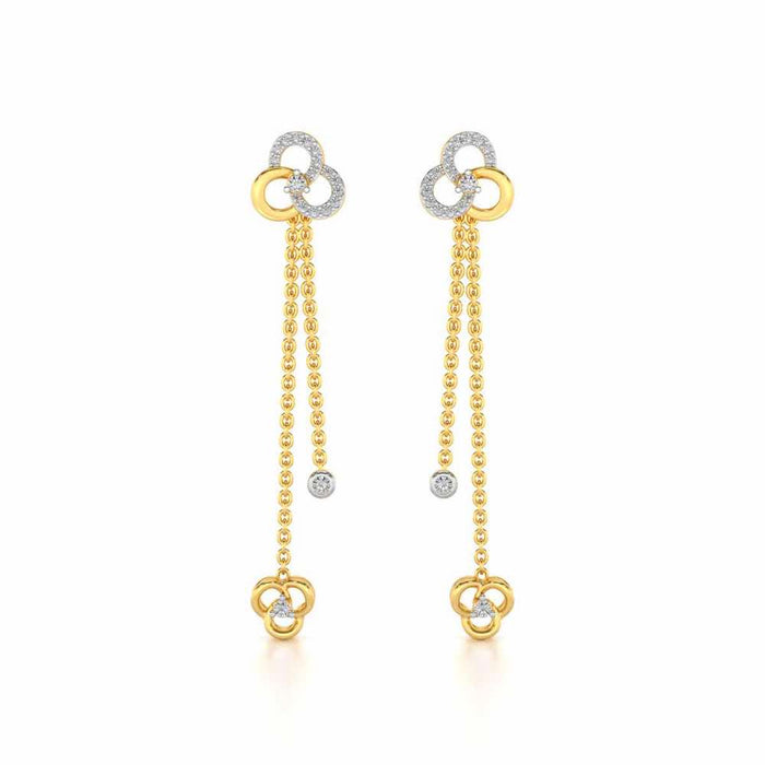 Flower Dot Silver Earrings - Yellow Gold - Image 1