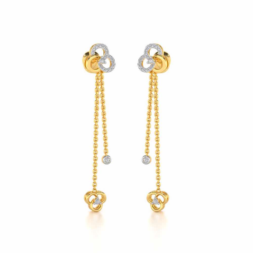 Flower Dot Silver Earrings - Yellow Gold - Image 2