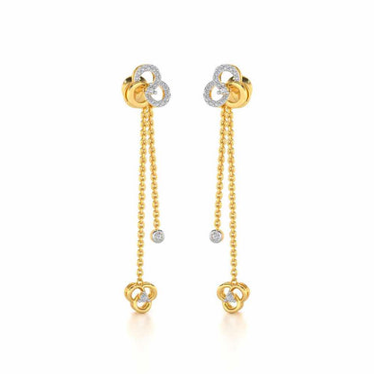 Flower Dot Silver Earrings - Yellow Gold - Image 2